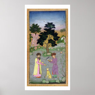 Falconer with companion and pet cheetah, from the poster