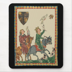 Falconry, 14th Century Codex Manesse Mouse Pad