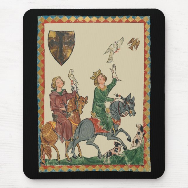 Falconry, 14th Century Codex Manesse Mouse Pad (Front)