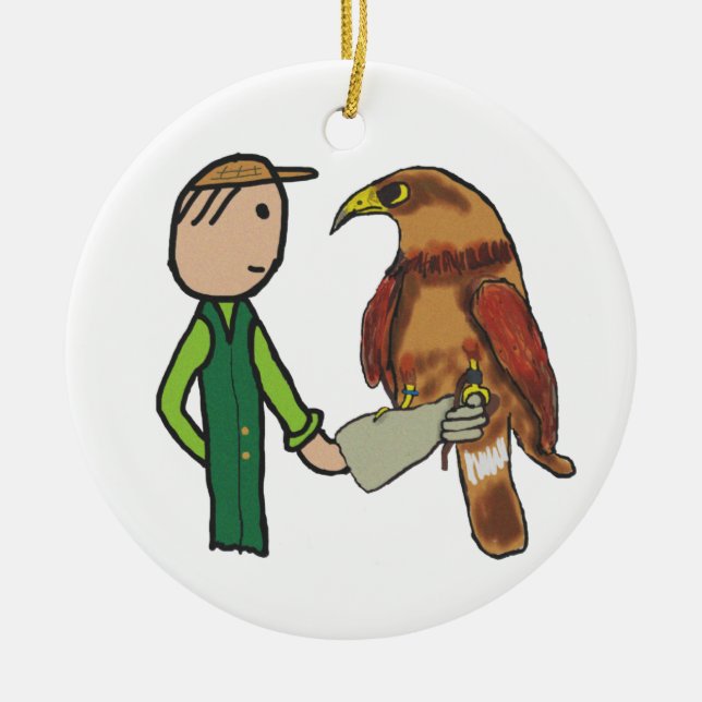 Falconry Ceramic Ornament (Front)