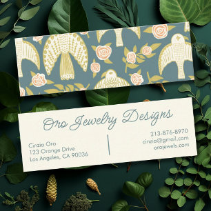 Falcons and Roses Elegant Botanical Feminine Chic Mini Business Card