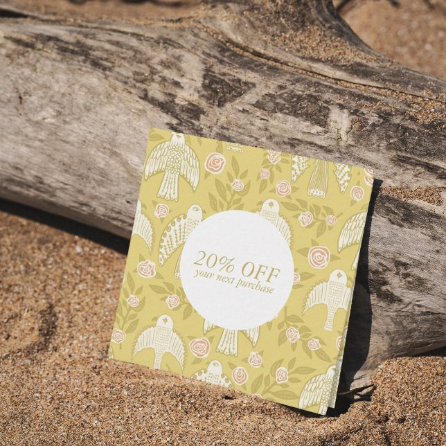 Falcons & Roses Chic Elegant Illustrated   Discount Card (Creator Uploaded)