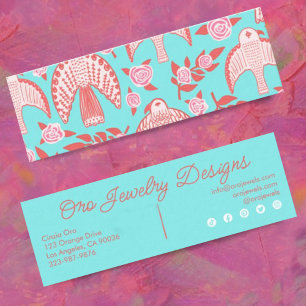 Falcons & Roses Elegant Botanical Feminine Chic Mini Business Card