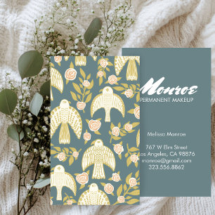 Falcons & Roses Elegant Illustrated Pattern Custom Business Card