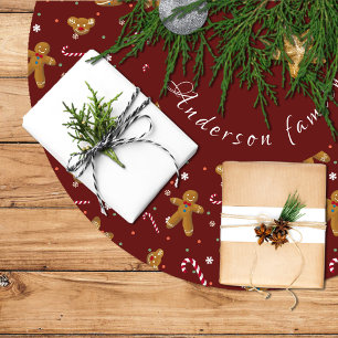 Falda árbol de Navidad en granate y con galletas Brushed Polyester Tree Skirt