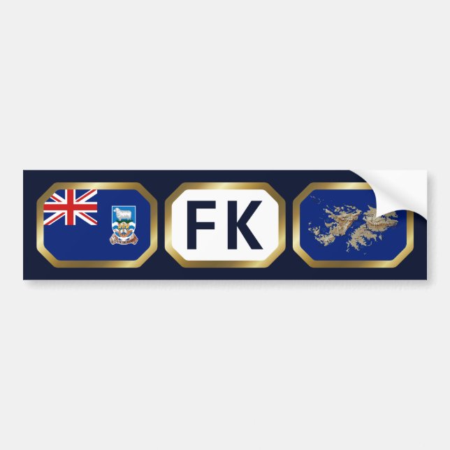 Falkland Islands Flag Map Code Bumper Sticker (Front)