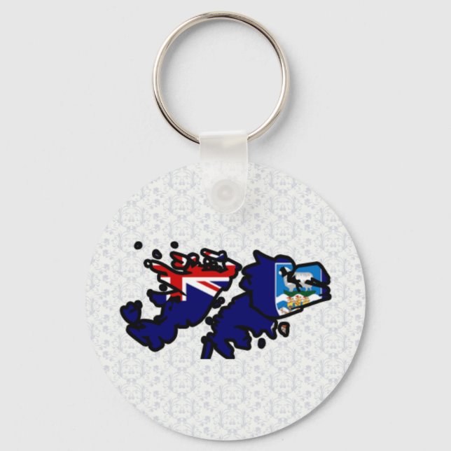 Falkland Islands Flag Map full size Key Ring (Front)