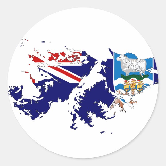 Falkland Islands (Malvinas) Flag Map FK Classic Round Sticker (Front)
