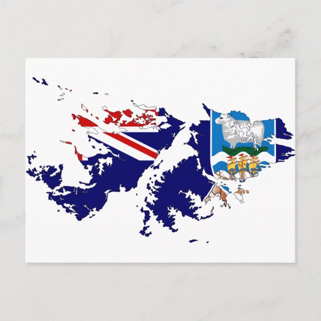 Falkland Islands (Malvinas) Flag Map FK Postcard (Front)