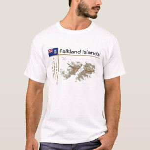 Falkland Islands Map + Flag + Title T-Shirt