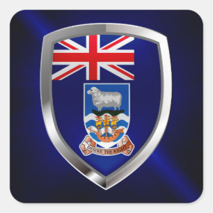 Falkland Islands Mettalic Emblem Square Sticker