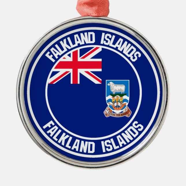 Falkland Islands Round Emblem Metal Ornament (Front)