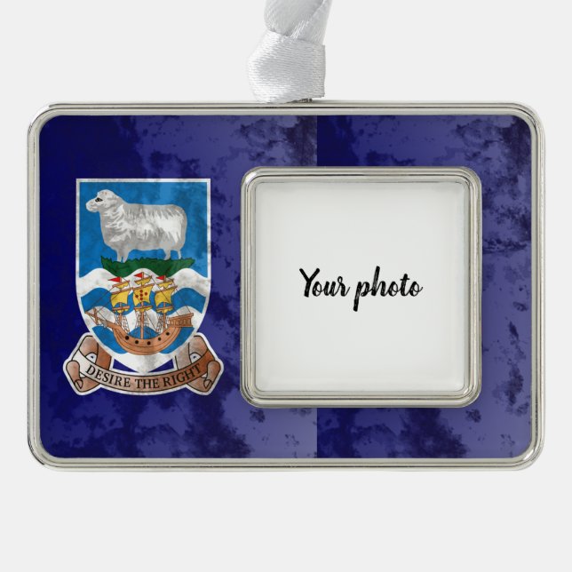 Falkland Islands Silver Plated Framed Ornament (Front)