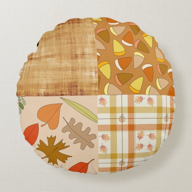 Fall 4 corners 1 Design Round Cushion (Front)
