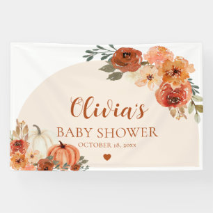 Fall A Little Pumpkin Autumn Floral Baby Shower  Banner