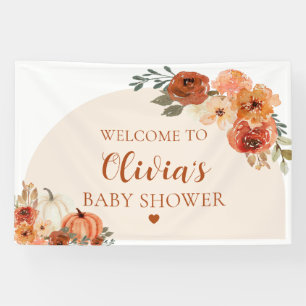 Fall A Little Pumpkin Autumn Floral Baby Shower  Banner