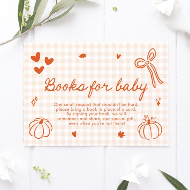 Fall A Little Pumpkin Baby Shower Books For Baby Enclosure Card (Fall A Little Pumpkin Baby Shower Books For Baby Card)