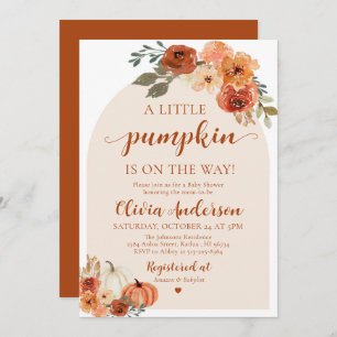 Fall A Little Pumpkin Baby Shower Invitation 
