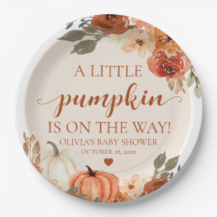 Fall A Little Pumpkin is on the way Baby Shower Paper Plate
