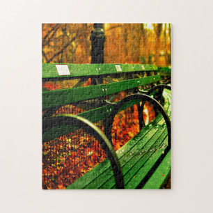 Fall- A Seat in Central Park. Jigsaw Puzzle