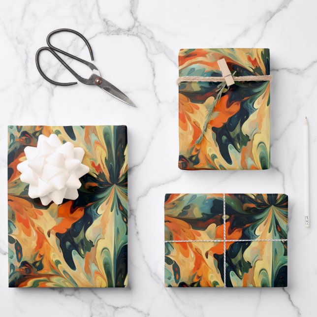 Fall Abstract Oil Paint  Wrapping Paper Sheet (Front)