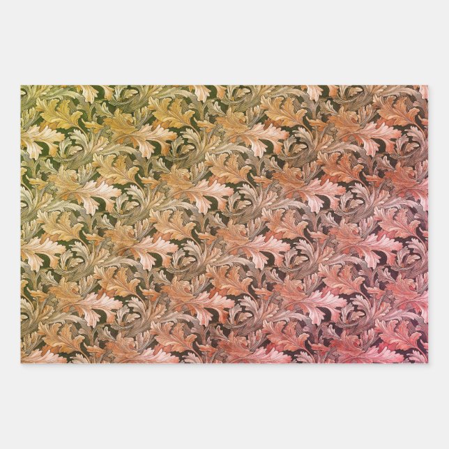 Fall Acanthus Leaf Wrapping Paper Sheet (Front)