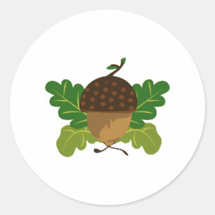 Fall Acorn Classic Round Sticker