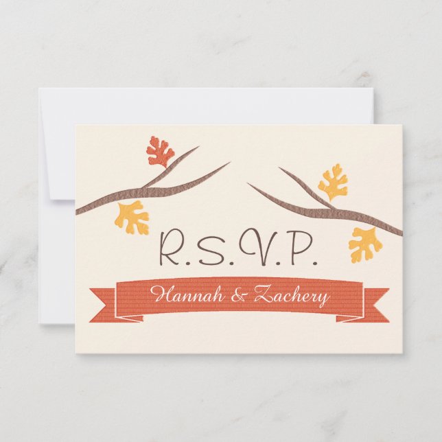 Fall Acorn Wedding Response RSVP Card (Front)