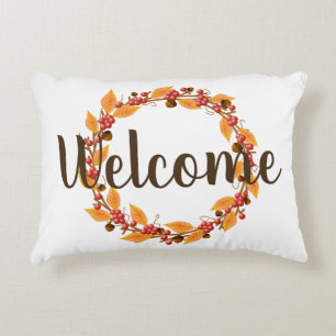 Fall Acorns & Berries Wreath Personalised Decorative Cushion