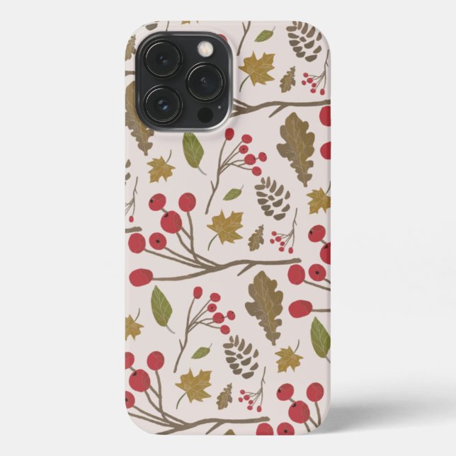 Fall aesthetic leaves foliage brown green orange iPhone case (Back)