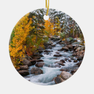 Fall along Bishop creek, California Ceramic Ornament