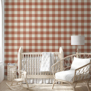 Fall Amaro on Panna Cotta Gingham - plaid pattern. Wallpaper