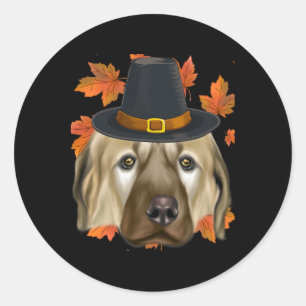 Fall Anatolian Shepherd Dog Pilgrim Thanksgiving Classic Round Sticker