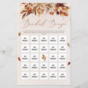 Fall and Autumn Orange Flowers Boho Bridal Bingo