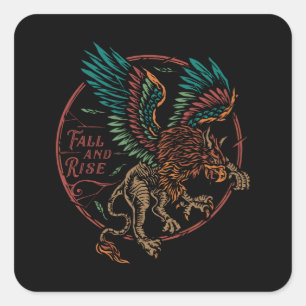 Fall and Rise Colourful Eagle Square Sticker