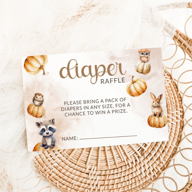 Fall Animals Cute Rustic Baby Shower Diaper Raffle Enclosure Card (Creator Uploaded)
