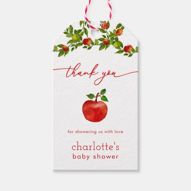 Fall Apple Baby Shower Favour Tag (Front)