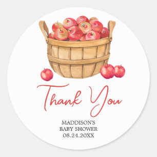 Fall Apple Basket Baby Shower Classic Round Sticker