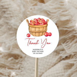 Fall Apple Basket Baby Shower Classic Round Sticker
