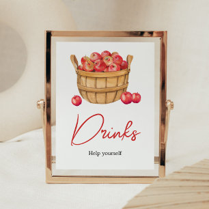 Fall Apple Basket Baby Shower Drinks Poster