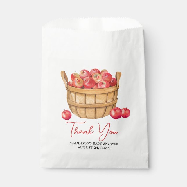Fall Apple Basket Baby Shower Favour Bag (Front)