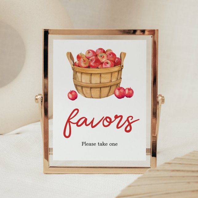 Fall Apple Basket Baby Shower Favours Poster (Fall Apple Baby Shower Favors Sign)