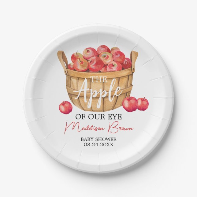 Fall Apple Basket Baby Shower Paper Plate (Front)