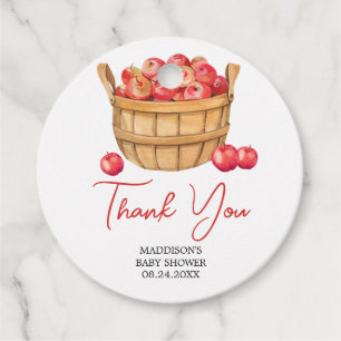 Fall Apple Basket Baby Shower Round Favour Tags
