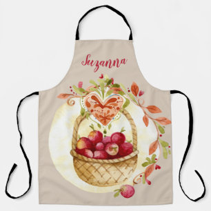 Fall Apple Basket Design Custom Kitchen Apron