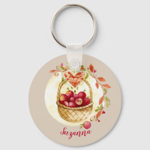 Fall Apple Basket Personalised Key Chain