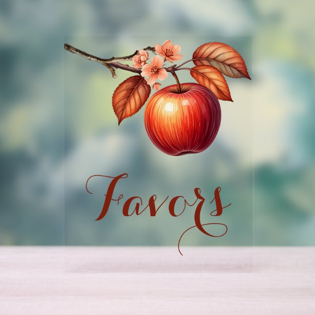Fall Apple Bridal Shower Favours  Acrylic Sign (Neutral)