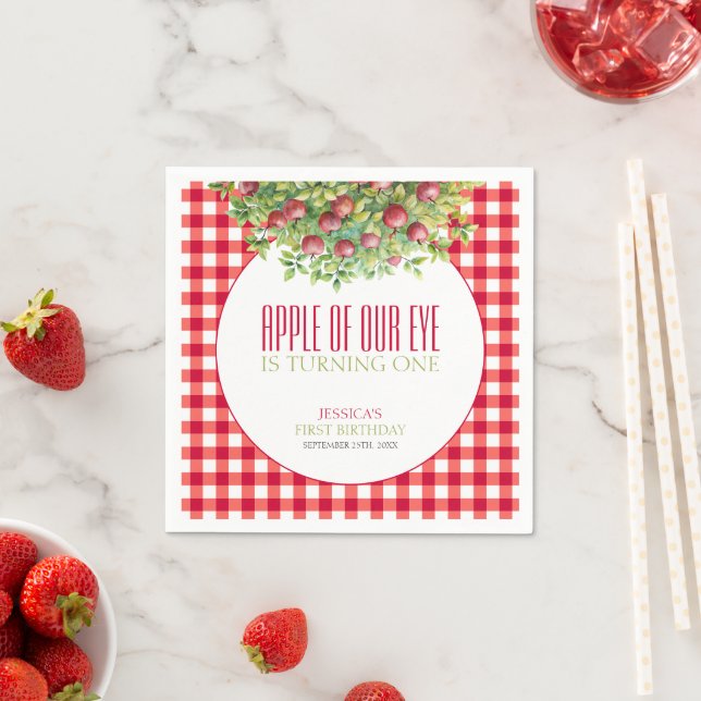 Fall Apple of Our Eye First Birthday Napkin (Insitu)