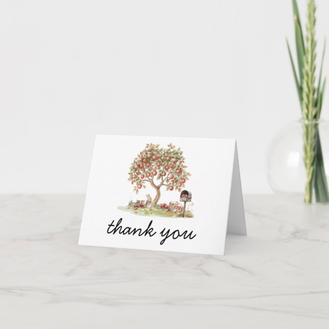 Fall Apple of our Eyes Baby Shower Thank You Card (Front)