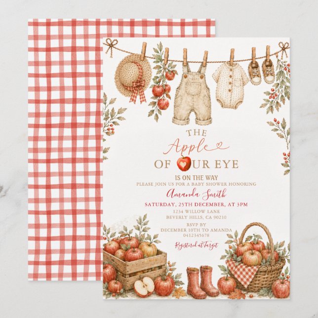Fall Apple Orchard Baby Shower Invitation (Front/Back)